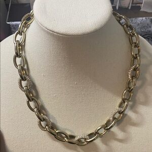 Cold Water Creek | Gold tone Rhinestone Chain Necklace